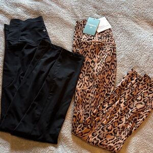 HALARA Women's Black and Leopard Print Leggings